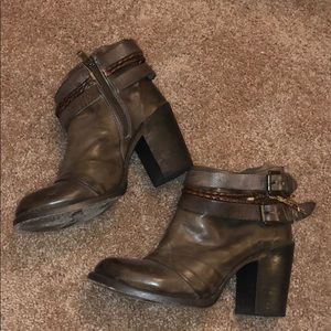 Leather ankle booties